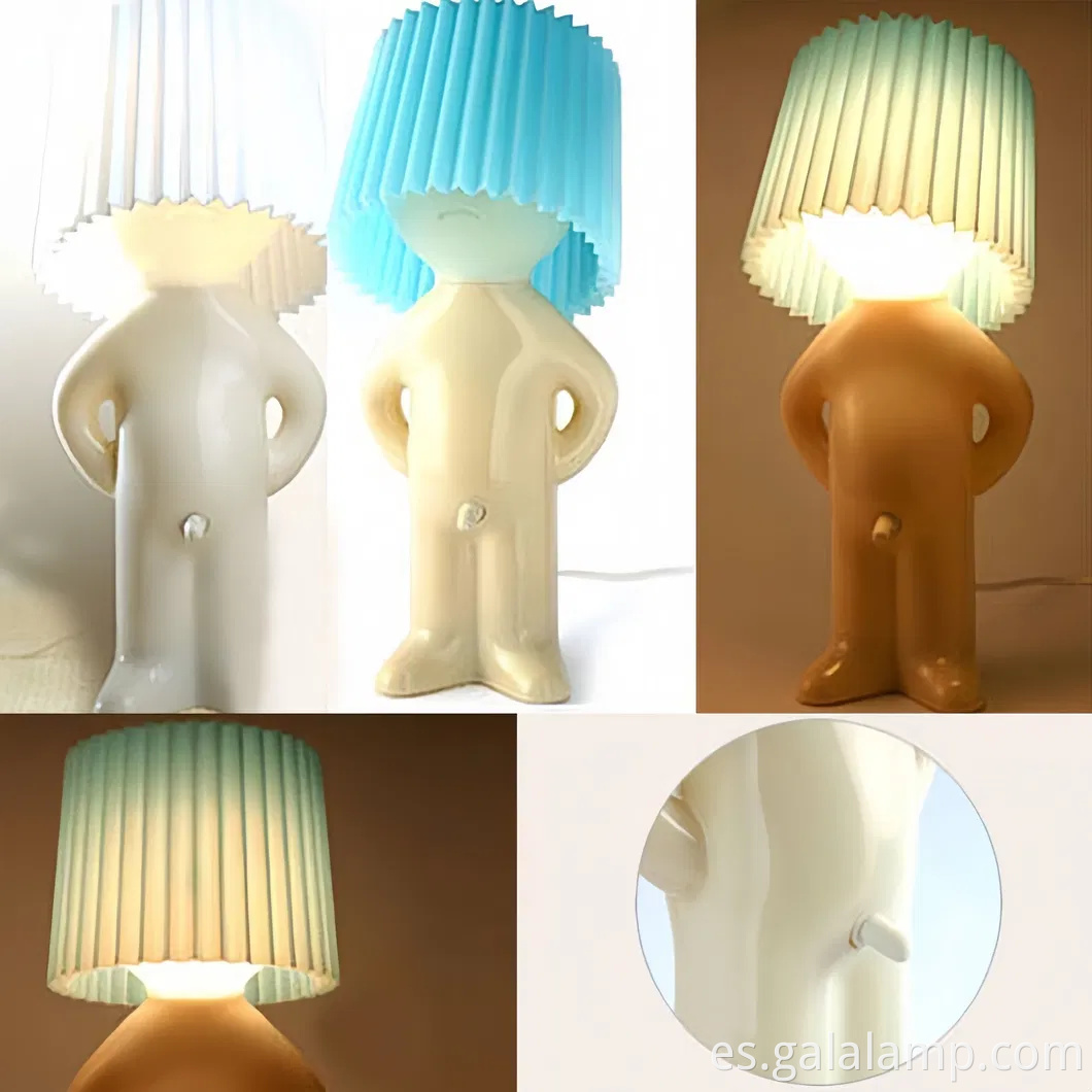 Lindo chico tímido lámpara de mesa led luz nocturna